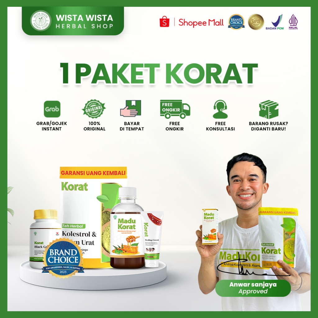 Korat - Variasi Madu + Kapsul +  Teh Korat | Madu Penyembuh Asam Urta dan Kolestrol Madu Herbal Bpom