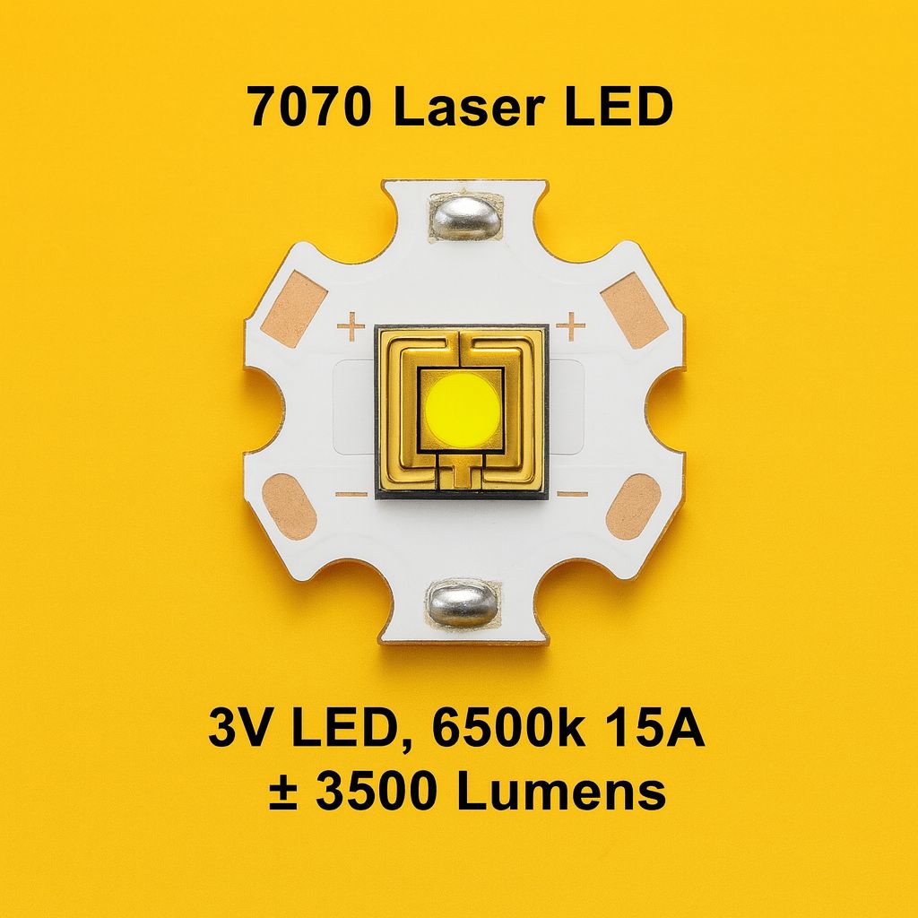 Led Laser 3V LED 7070 Warna Putih 6000k/6500k 15A ± 3500 Lumens 20mm PCB tembaga