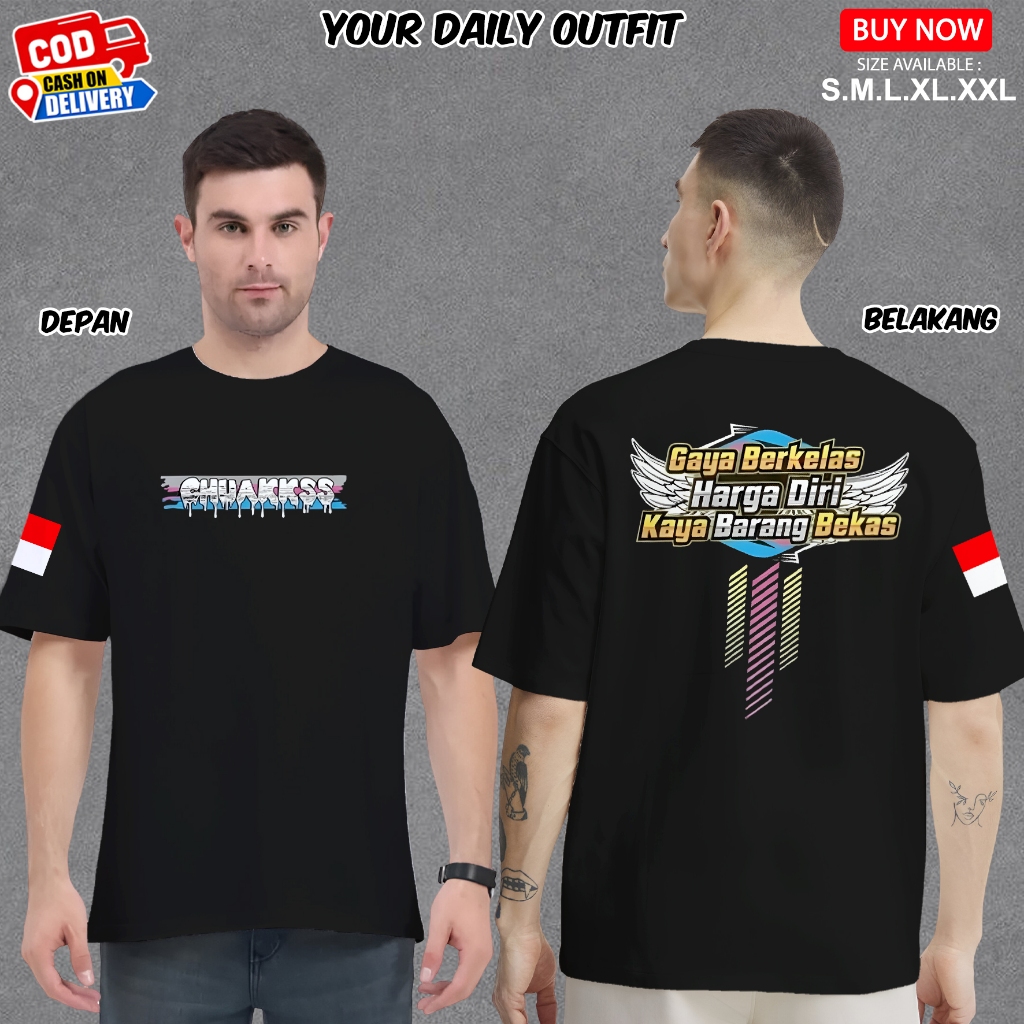 KAOS DISTRO KATA-KATA GAYA BERKELAS HARGA DIRI KAYAK BARANG BEKAS KAOS KEREN ATASAN SANTAI PRIA DEWA