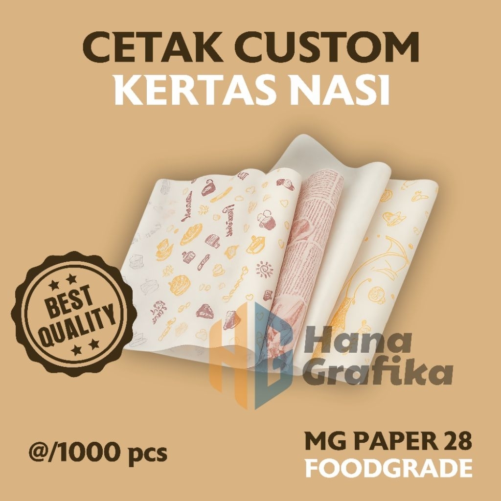 CETAK CUSTOM KERTAS NASI FOODGRADE / WRAP PAPER / BUNGKUS NASI - MURAH