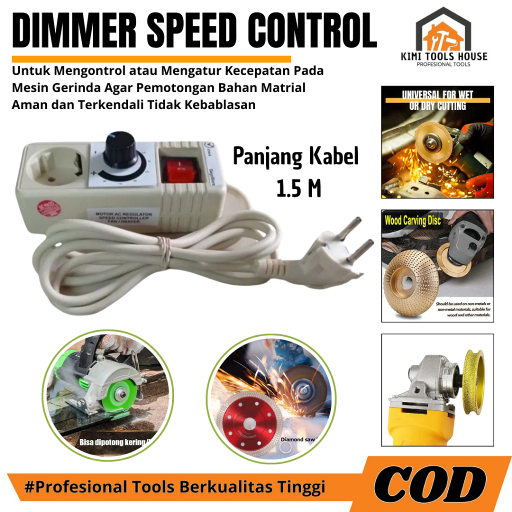 Alat Pengatur Kecepatan Mesin Gerinda Listrik Dimmer Speed Control Gerinda Max 2000 Watt 220 Voltase