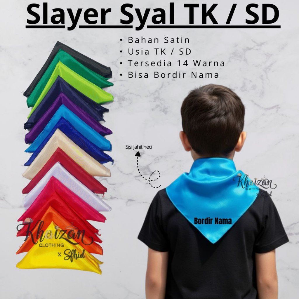 Syal Slayer Segitiga Polos Manasik Bisa Bordir Nama