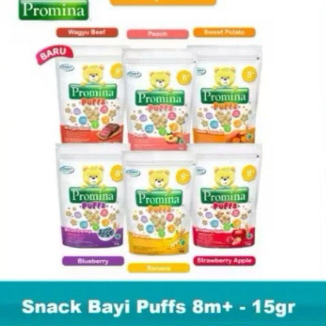 Promina puff snack bayi 15 gr | cemilan bayi 8 bulan+ dengan buah asli