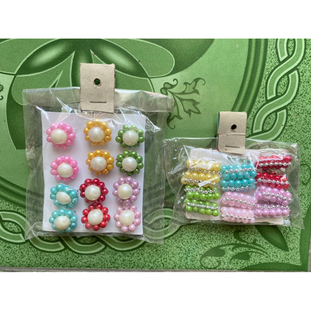 12pcs bross/ pin kecil || peniti hijab bunga mutiara bulat/ kotak
