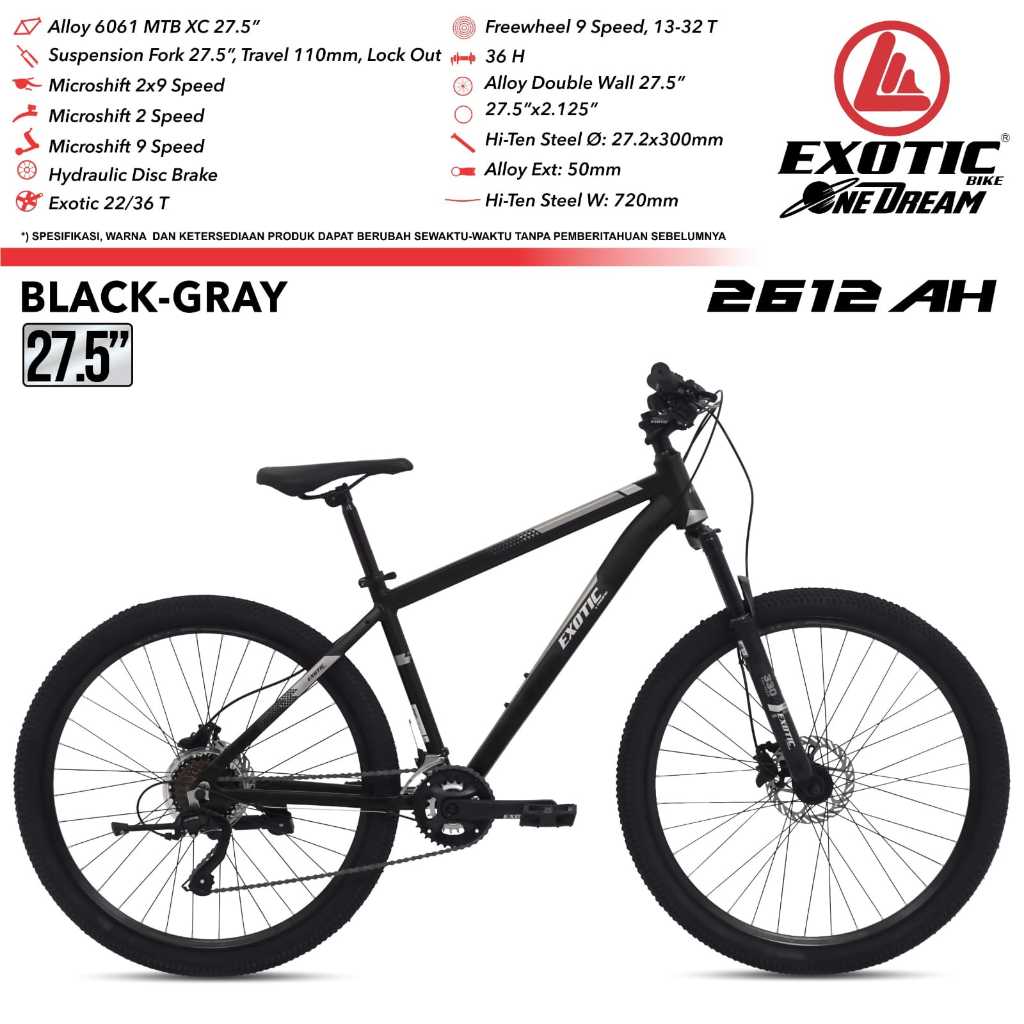 BONUS BRACKET BOTOL SEPEDA GUNUNG EXOTIC 2612 AH MTB 27.5 EXOTIC 2612 AH 9 SPEED SEPEDA GUNUNG