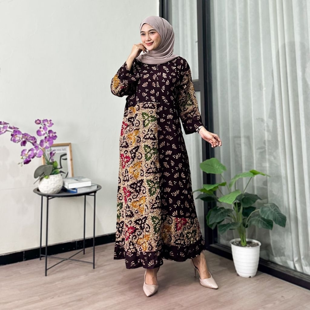 daster Maura gamis jumbo daster Ld 120 Maura batik daster jumbo lengan panjang daster jumbo daster k