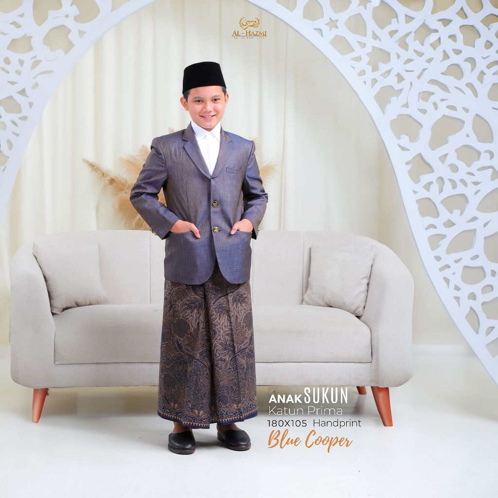 Sarung Batik Al Hazmi Anak Motif SUKUN, Kudusan - Sarung Santri Anak - Unisex Laki-laki Perempuan - 