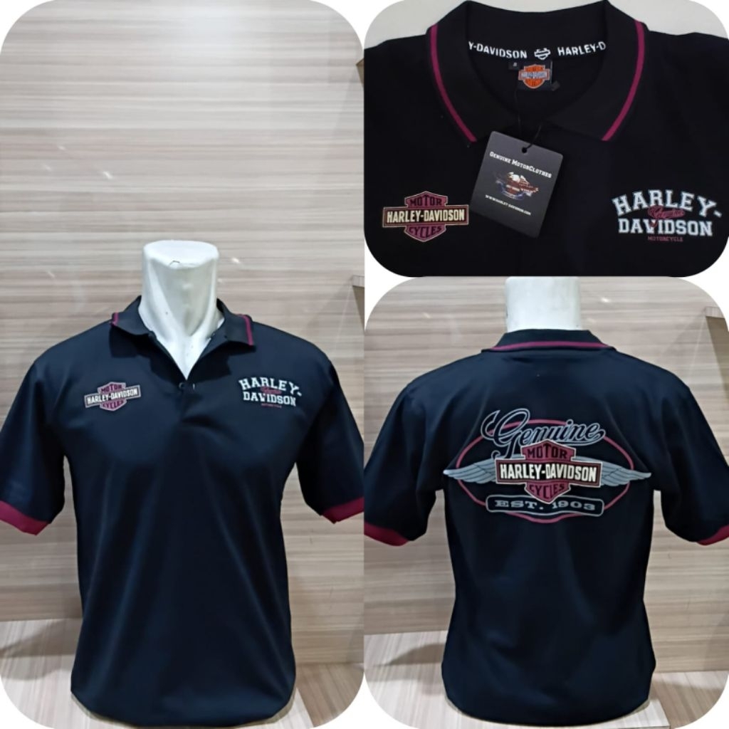 Kaos Polo Harley Davidson | Polo Shirt Harley Davidson | Kaos Polo pendek motif Harley Davidson