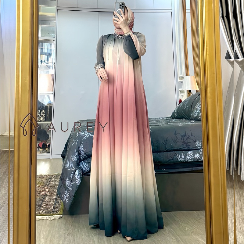Gamis Aurey Set Hijab Givani Gamis Wanita Dress Mewah Busui Friendly