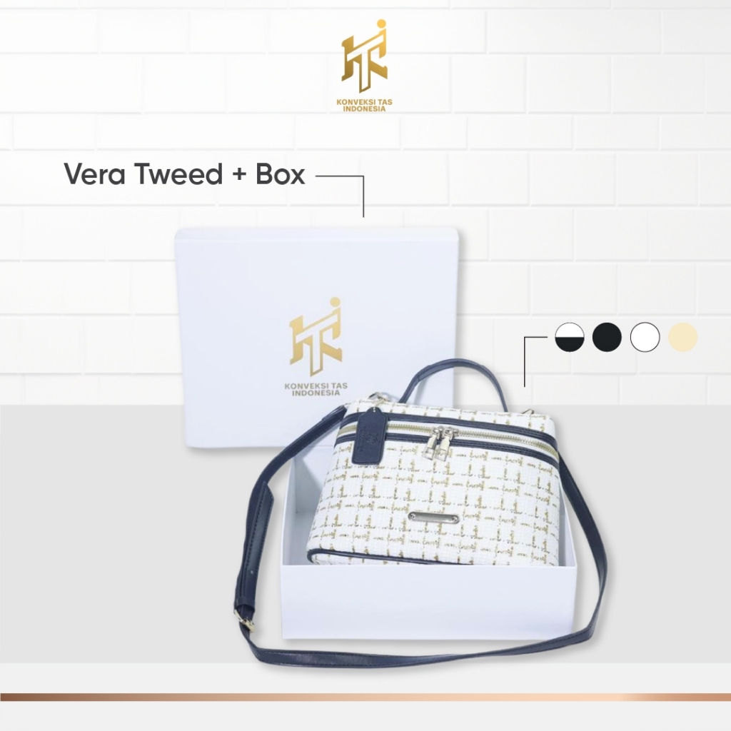 Free Box Tas Selempang Wanita Vera Tweed Tas Shoulder Bag Wanita Motif Tweed Korea Style