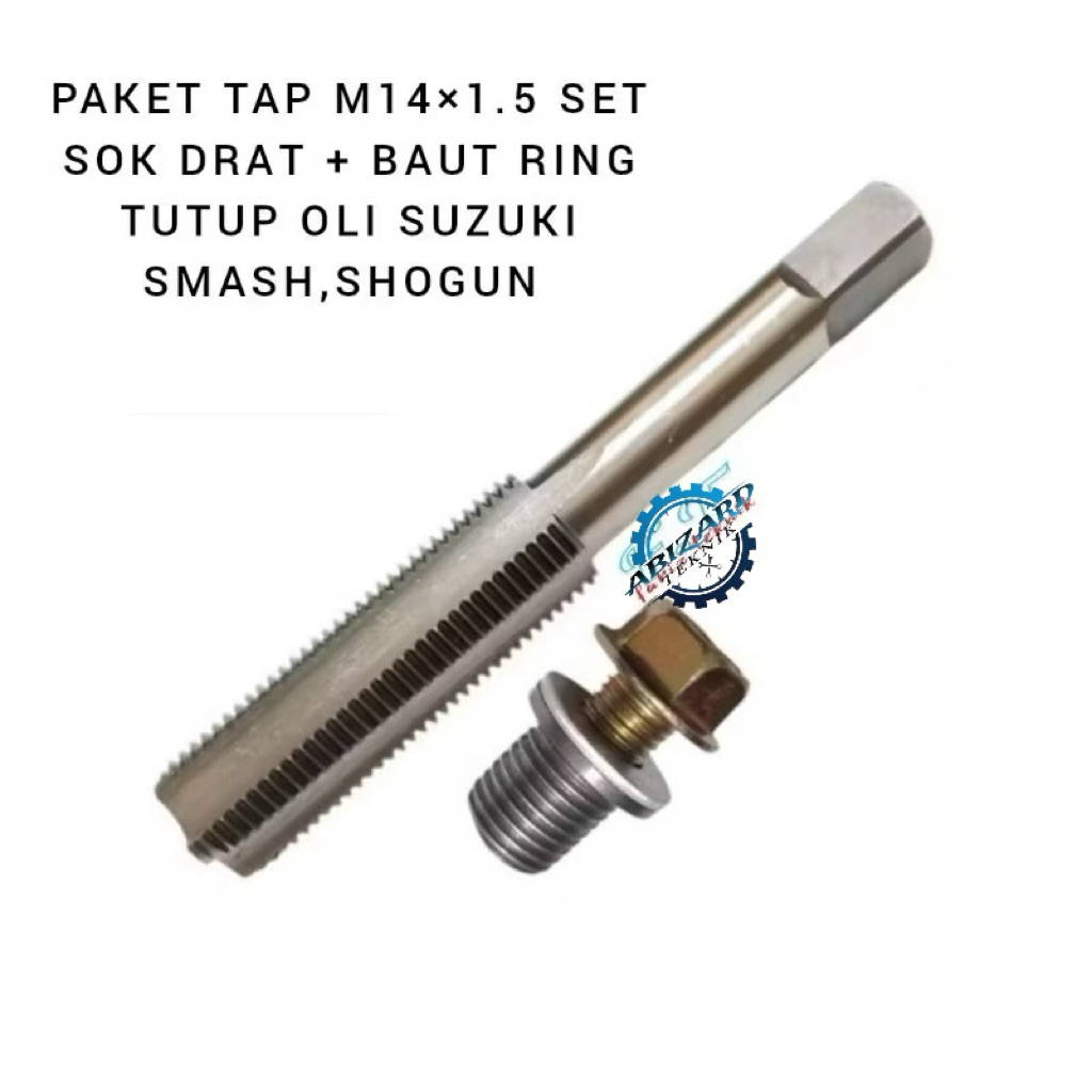 Tap set sok drat set baut tutup oli mesin bawah motor suzuki smash shogun drat baut 14