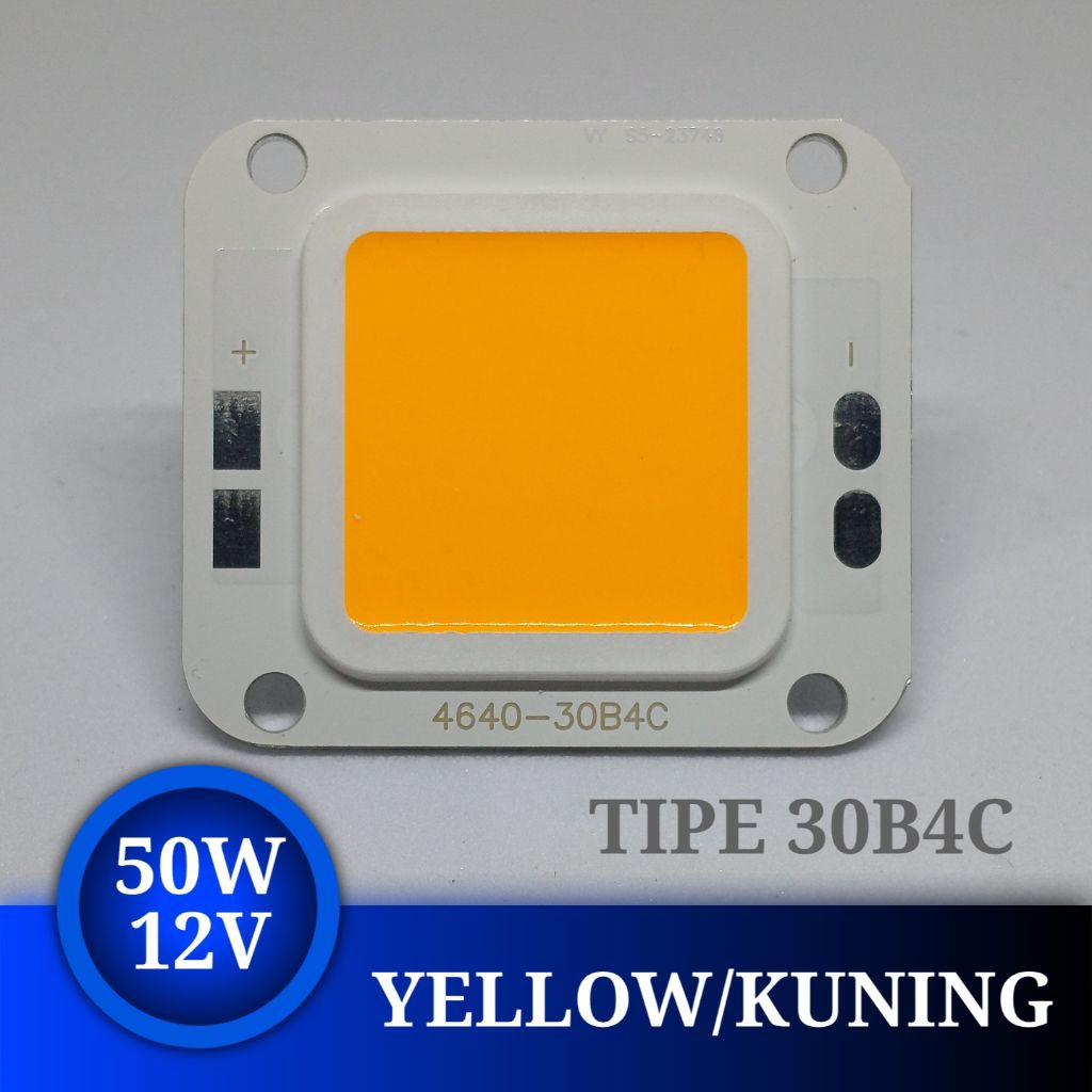 Sparepart Lampu Sorot LED 50 Watt 12 Volt DC Tipe 30B4C Warna Kuning