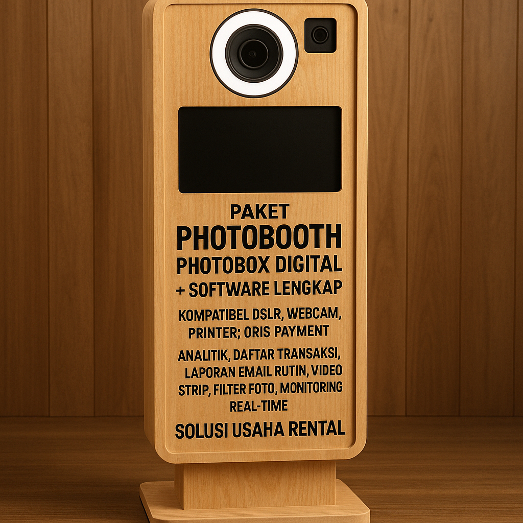 Photobooth / Photobox Profesional + Software All-in-One | Support DSLR Webcam Printer | QRIS Payment