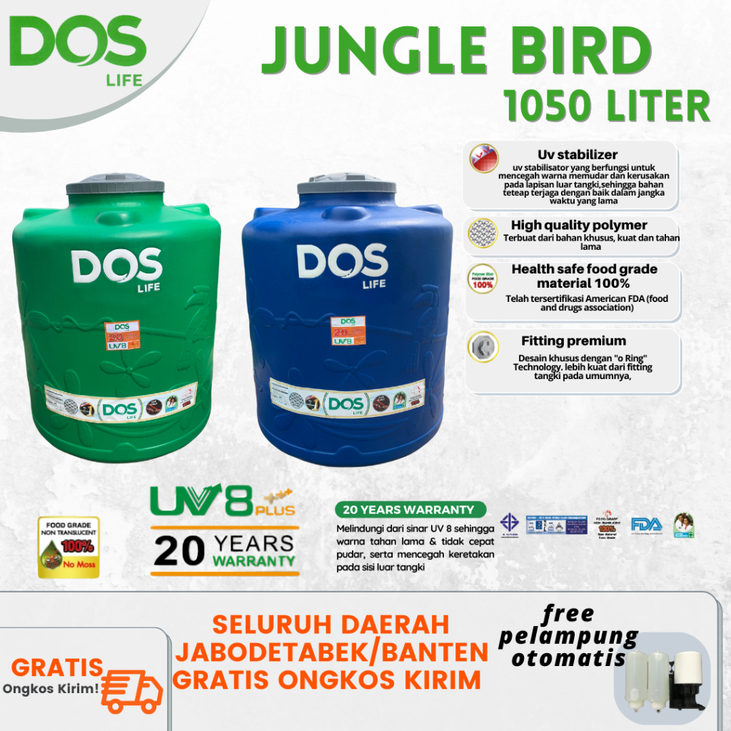 DOS - Water Tank Jungle bird 1050 Liter Toren Air Tandon Air Tanki Air