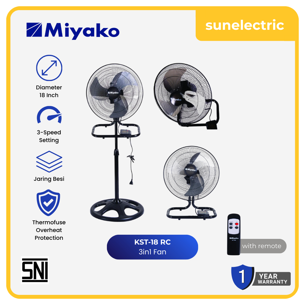 Miyako KST-18 RC Kipas Angin KST 18 RC / KST18 RC 3in1 18 Inch - Hitam