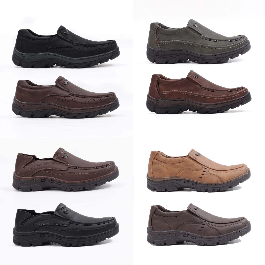 Watchout Sepatu Pria Kasual Slip on Boots Bahan Kulit Sintetis Ukuran 39-43