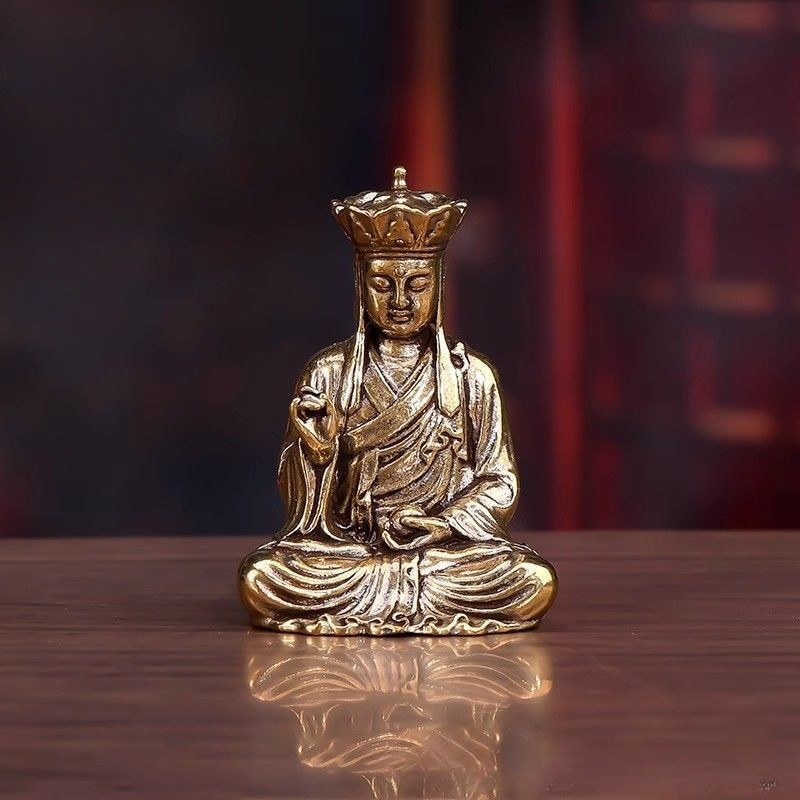 Creative Pure Brass Jiuhuashan Ksitigarbha Bodhisattva Buddha Statue