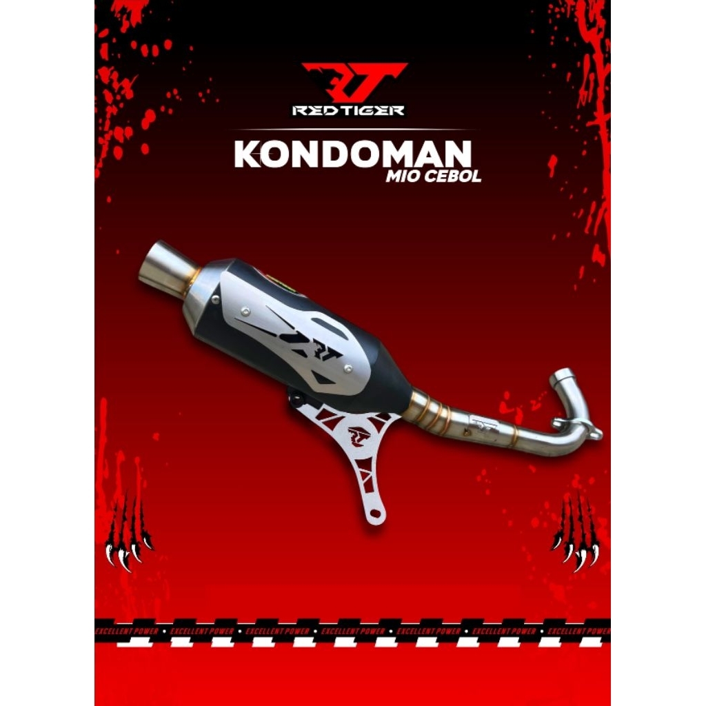 knalpot kondoman mio cebol 59free original red tiger exhaust