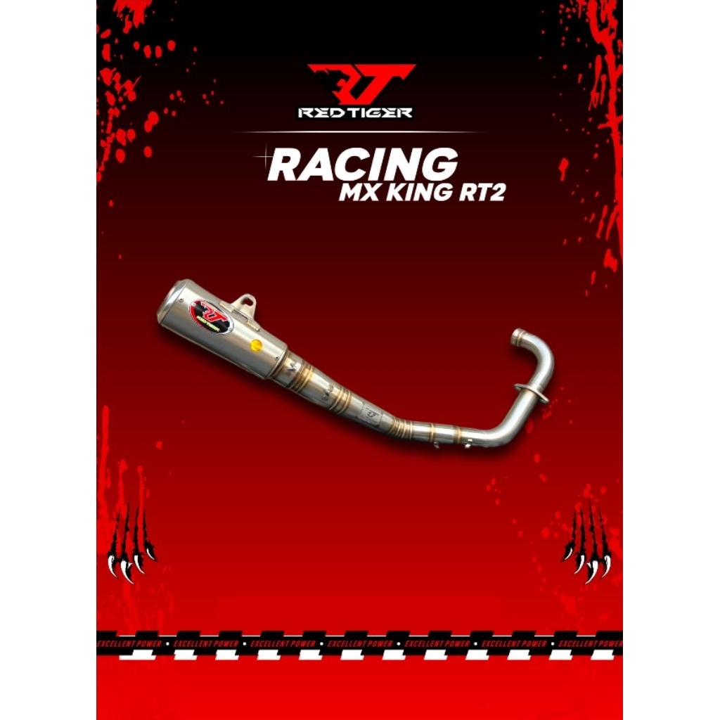kenalpot mx king full system original red tiger exhaust type RT-2 pro street inlet 55mm