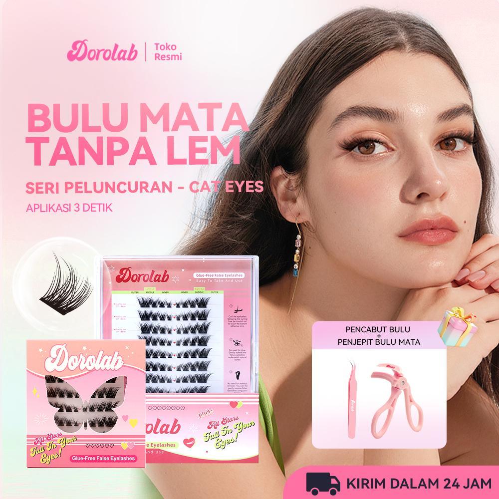 DOROLAB Cat eyes Bulu mata palsu pemula bebas lem tidak perlu menggunakan lem bulu mata palsu dapat 