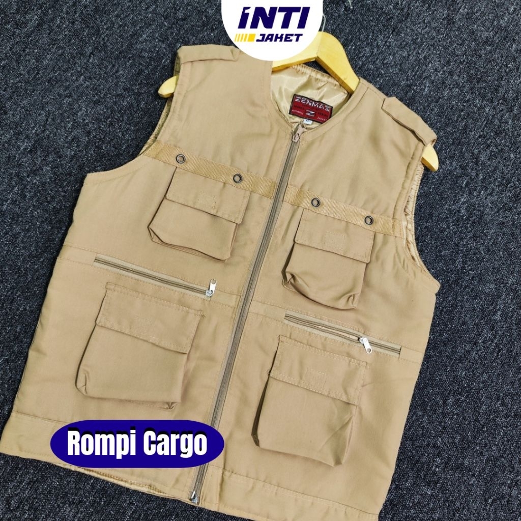 (BISA BORDIR) Rompi Lapangan Cargo – Rompi KKN, Kerja, Outdoor, Safety Vest Pria (Bahan Tebal, Kanto