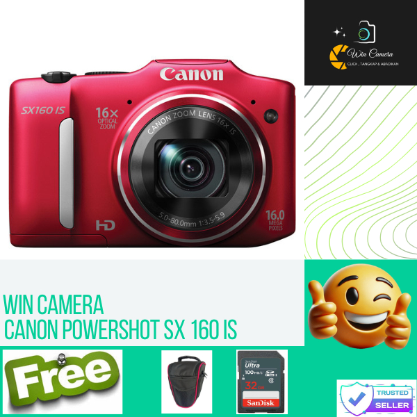 Canon PowerShot SX160 IS Digital Camera (Red)