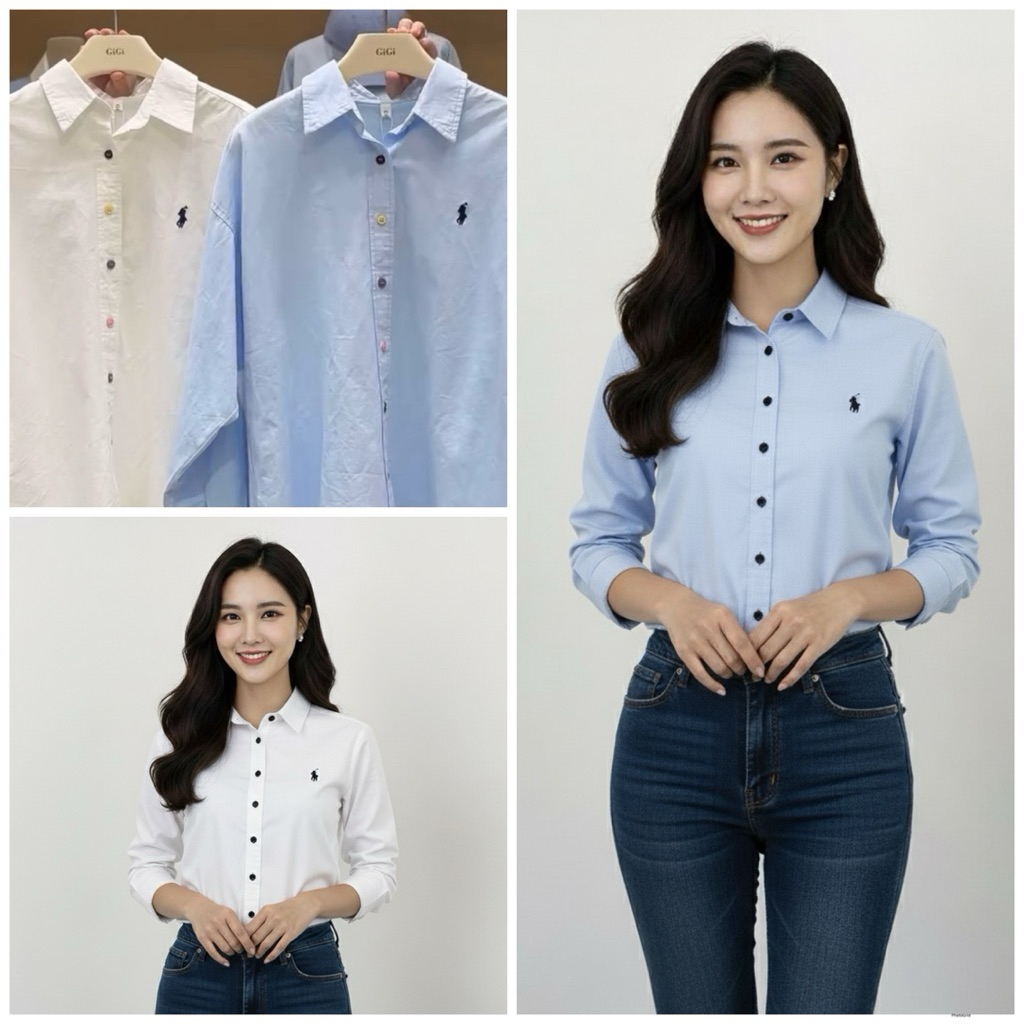 KEMEJA PL WANITA POLOS PL LENGAN PANJANG BAHAN KATUN - ATASAN KANTOR CASUAL (755 PL)