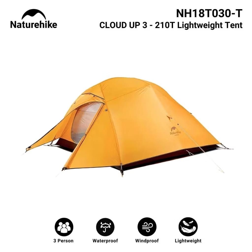 TENDA CAMPING CLOUD UP 3 210T NATUREHIKE NH18T030-T UPGRADE VERSION ULTRALIGHT TENT CAMPING BERKEMAH