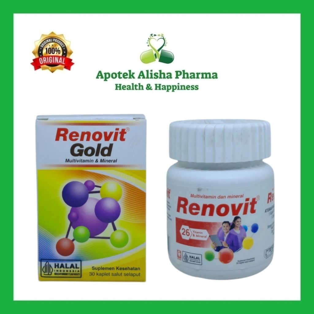 Renovit Tablet dan Renovit Gold isi 30 Kaplet Multivitamin Untuk Lansia