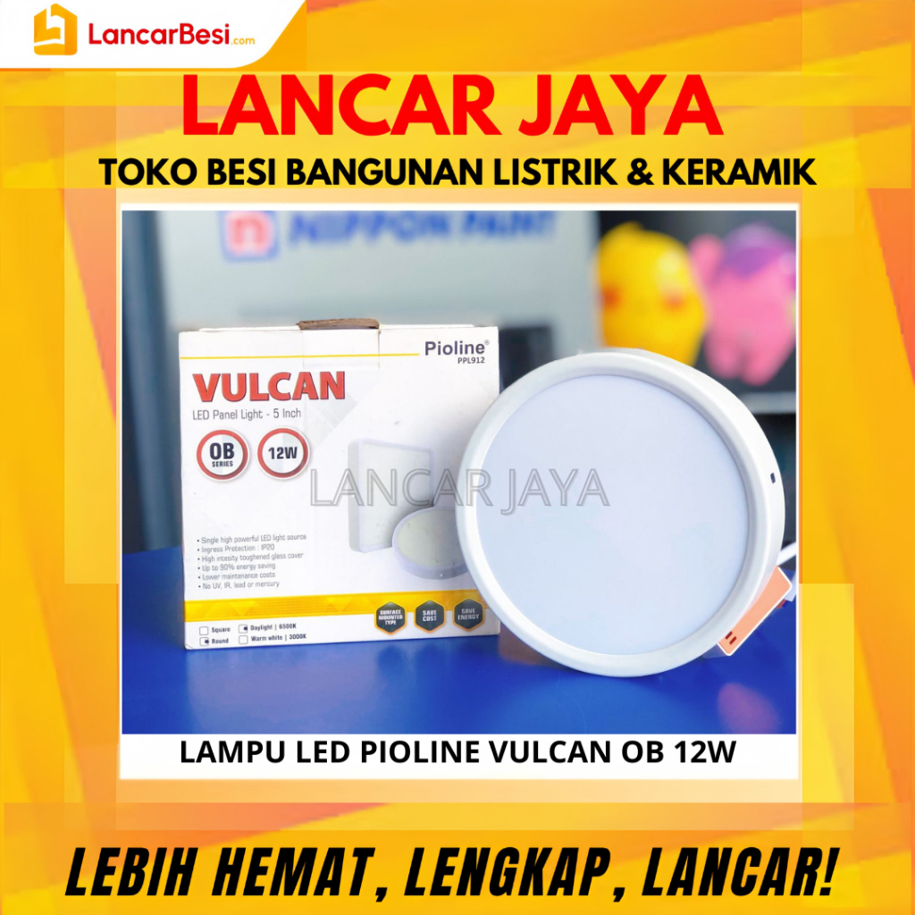 LED Panel Light Pioline Vulcan OB Square/ Round  12W | Lampu LED Panel Pioline