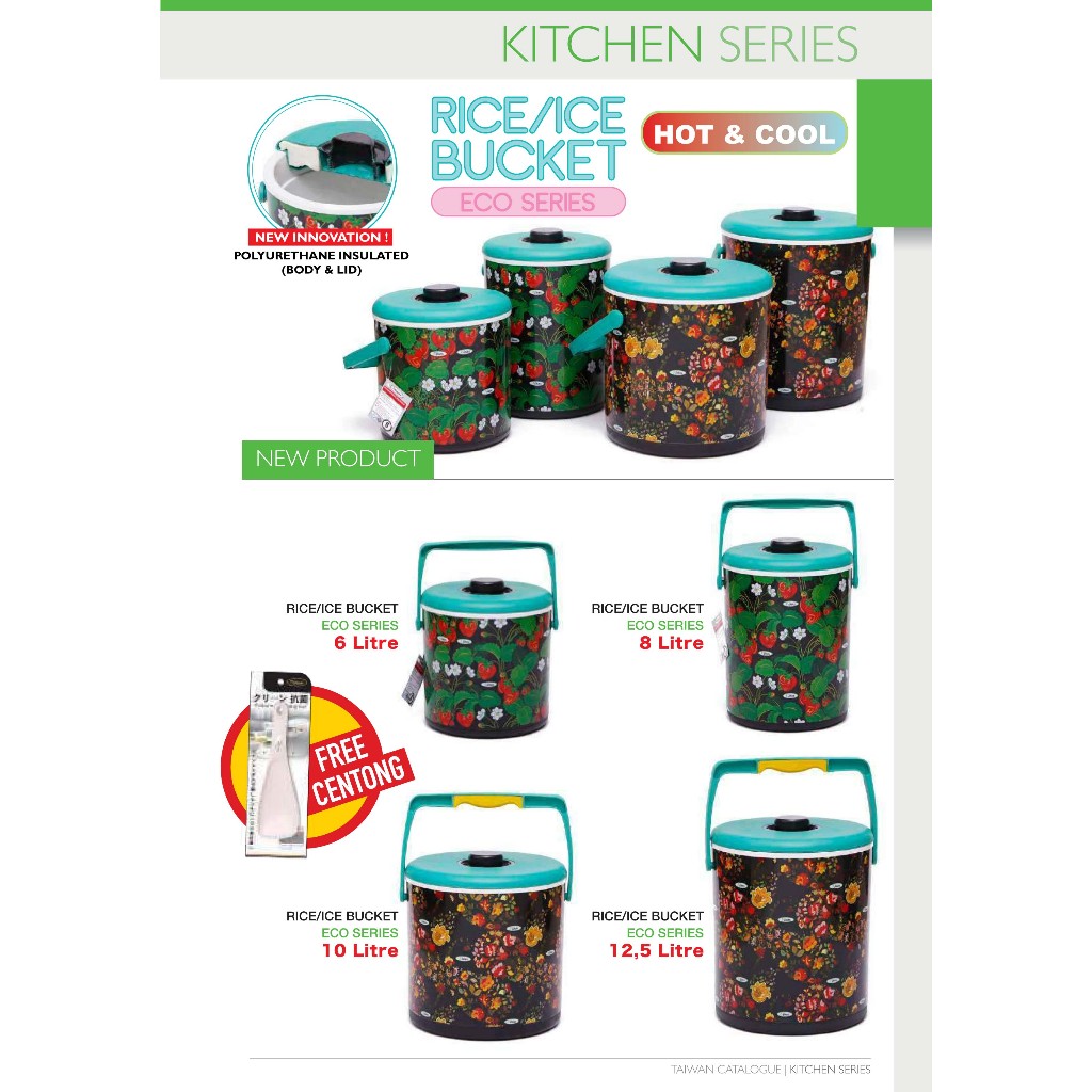 RICE / ICE BUCKET ECO SERIES TAIWAN PLASTIK – BONUS CENTONG NASI