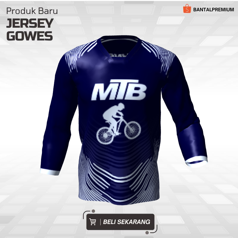 Kaos Jersey Gowes Sepeda Downhill Navy Motif Abstrak 135 - Jersey Lengan Panjang