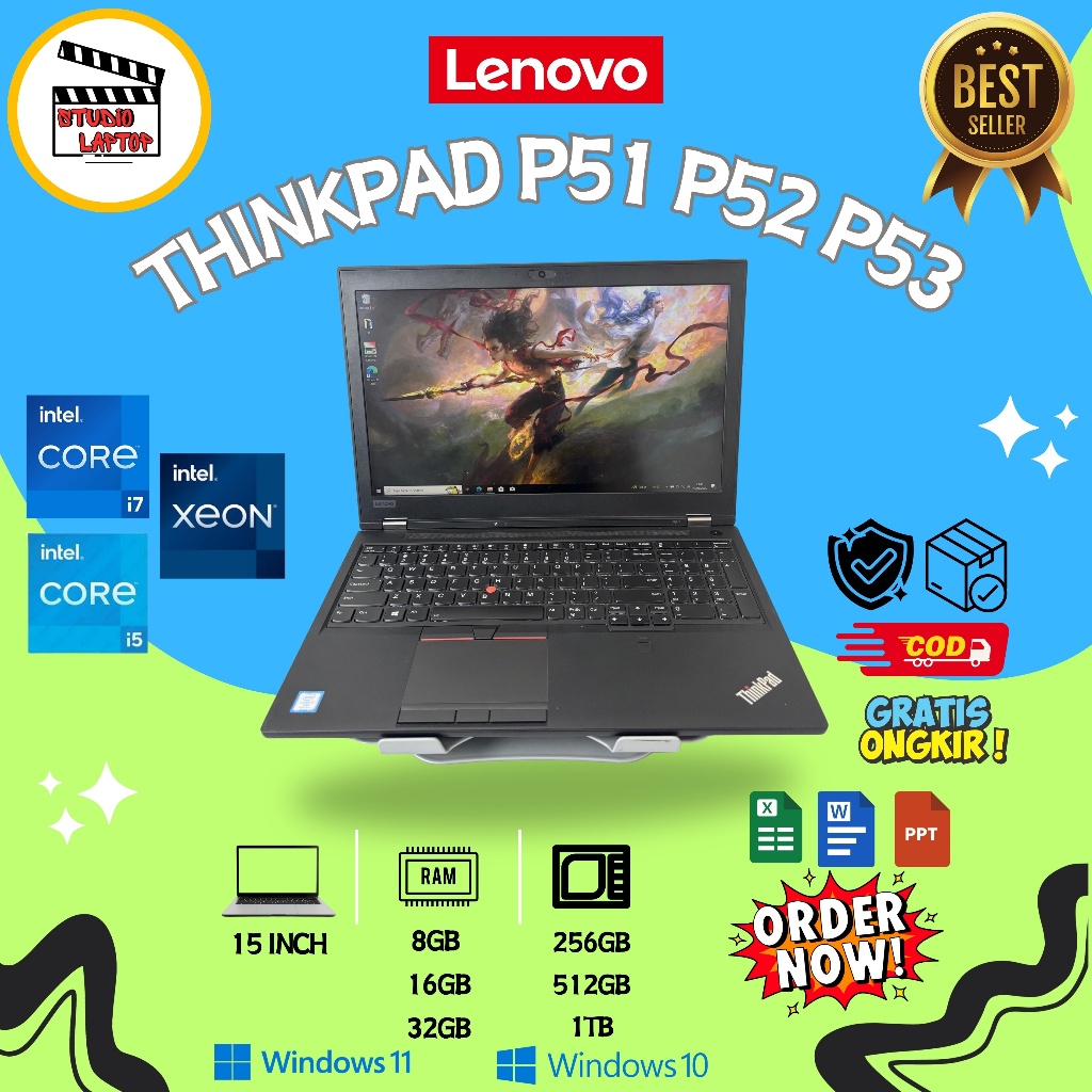 Lenovo Thinkpad P53 | P52 | P51 | P50 Intel Core I7 | I5 | XEON RAM 32GB SSD 512GB NVIDIA QUADRO