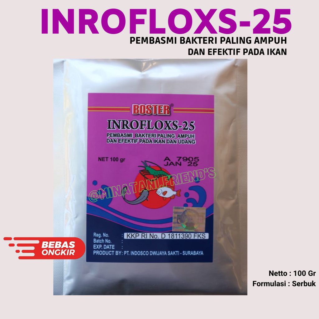 BOOSTER INROFLOX 25 PEMBASMI BAKTERI IKAN & UDANG KEMASAN 100gr
