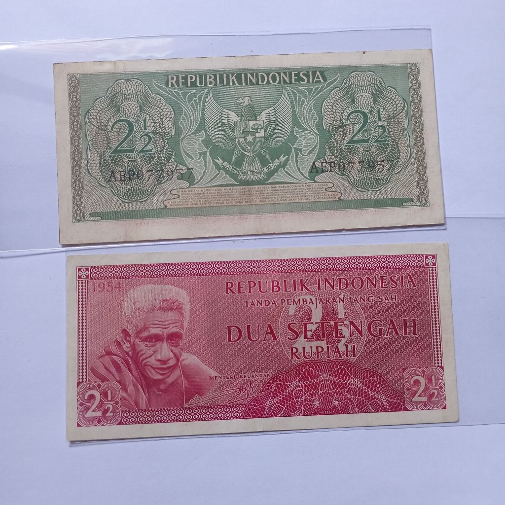 2½ rupiah uang kertas suku bangsa tahun 1954 bekas asli