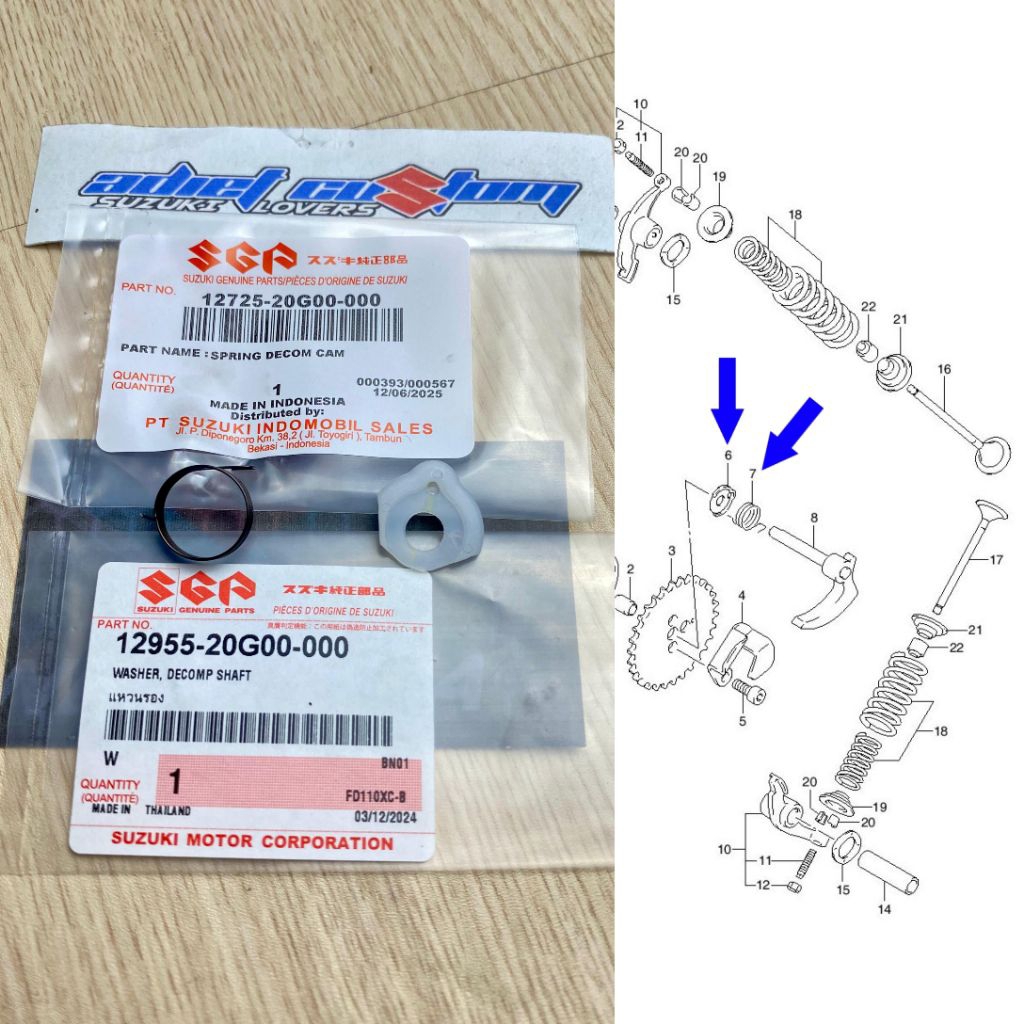 Spring + Ring Dekompresi Shogun FD 125 R SP Arashi Original SGP 12725-20G00-000 / 12955-20G00-000
