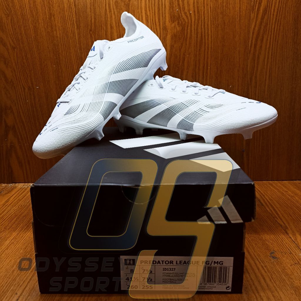 Sepatu Bola ADIDAS PREDATOR LEAGUE (White/Silver) 100% ORIGINAL