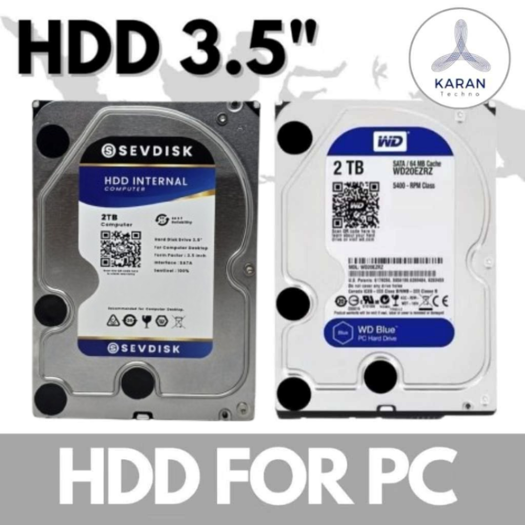 HARDISK PC 500GB /1TB/ 2TB WD BLUE /BARRACUDA/SEVDISK SATA 3,5" INCHI -HDD PC CPU BARU 0 DAYS