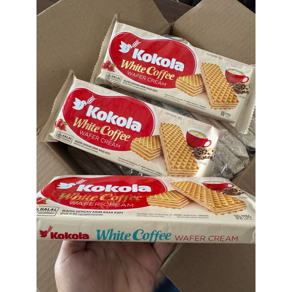 KOKOLA WAFER WHITE COFFE 110GR,1 DUS ISI 24 PCS