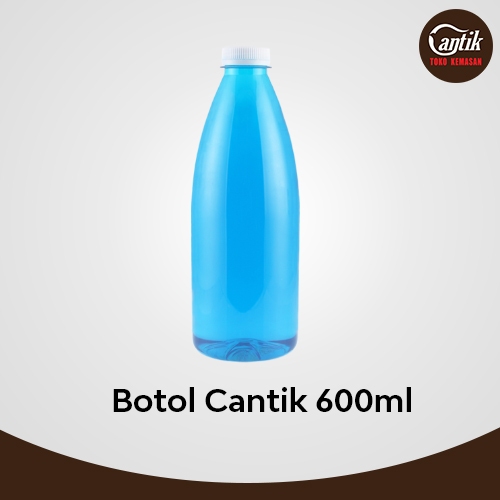 BOTOL PLASTIK CANTIK 600 ML + TUTUP SHORT NECK ISI 100 PCS
