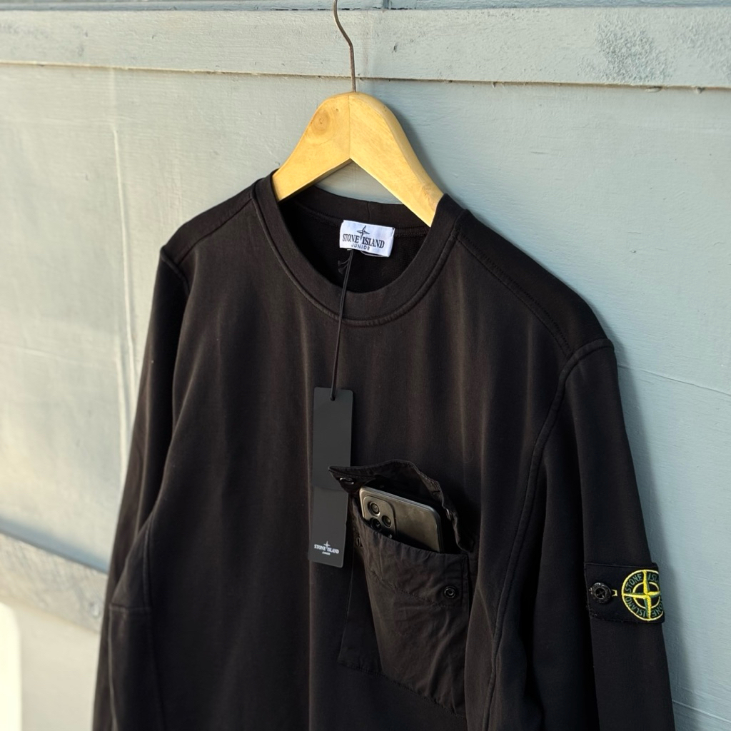 Stone Island Original Junior Badge Pocket Crewneck Sweatshirt - Black
