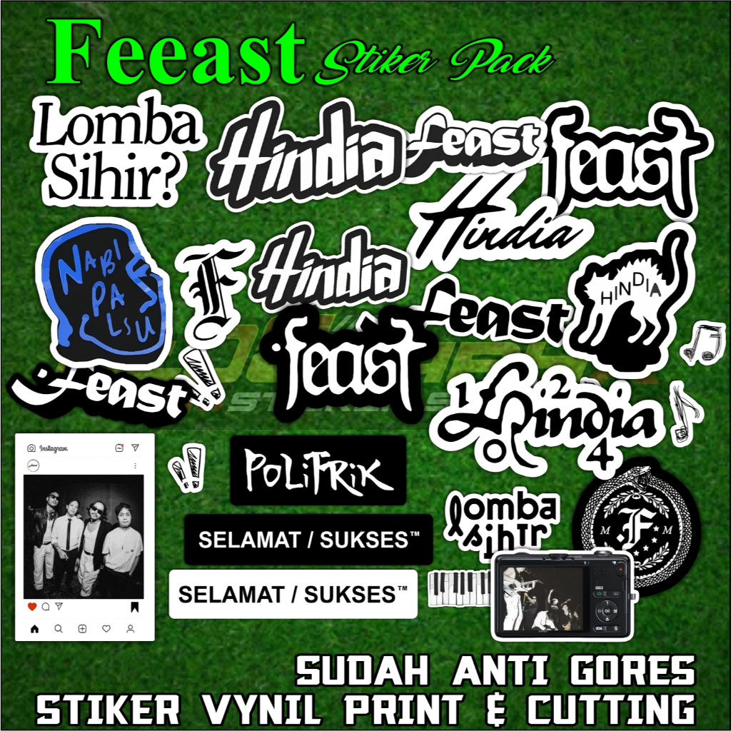 Sticker Pack Feast Hindia Lomba Sihir | Stiker Indie Band 10/16pcs Anti Air  FEAST Band Indie
