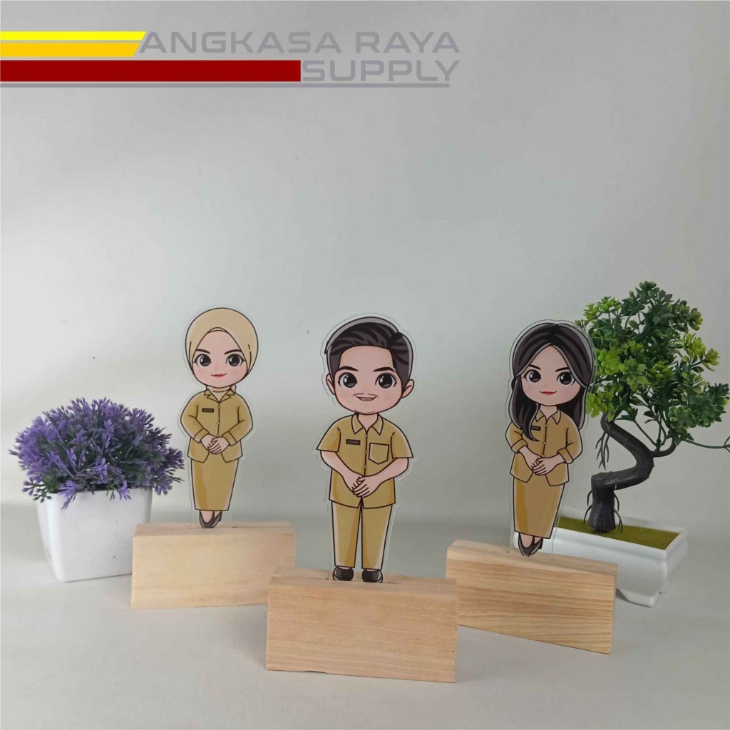 Piala akrilik MODEL 2 PNS tatakan kayu-piala akrilik guru-souvenir hari guru-Kado hadiah hari guru n