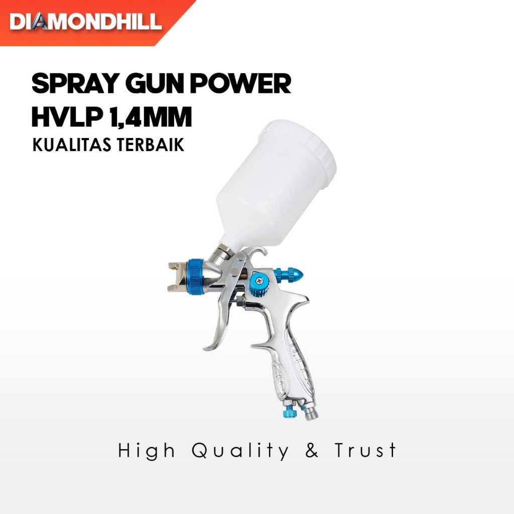 Spray Gun HVLP 1.4mm 600cc  POWER H-887 Spraygun Alat Semprot Semprotan Cat Cet Tube Tabung atas  Pl
