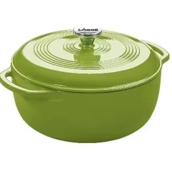 Lodge 6 Quart Enameled Cast Iron Dutch Oven with Lid – Dual Handles – Oven Safe up to 500° F or on S
