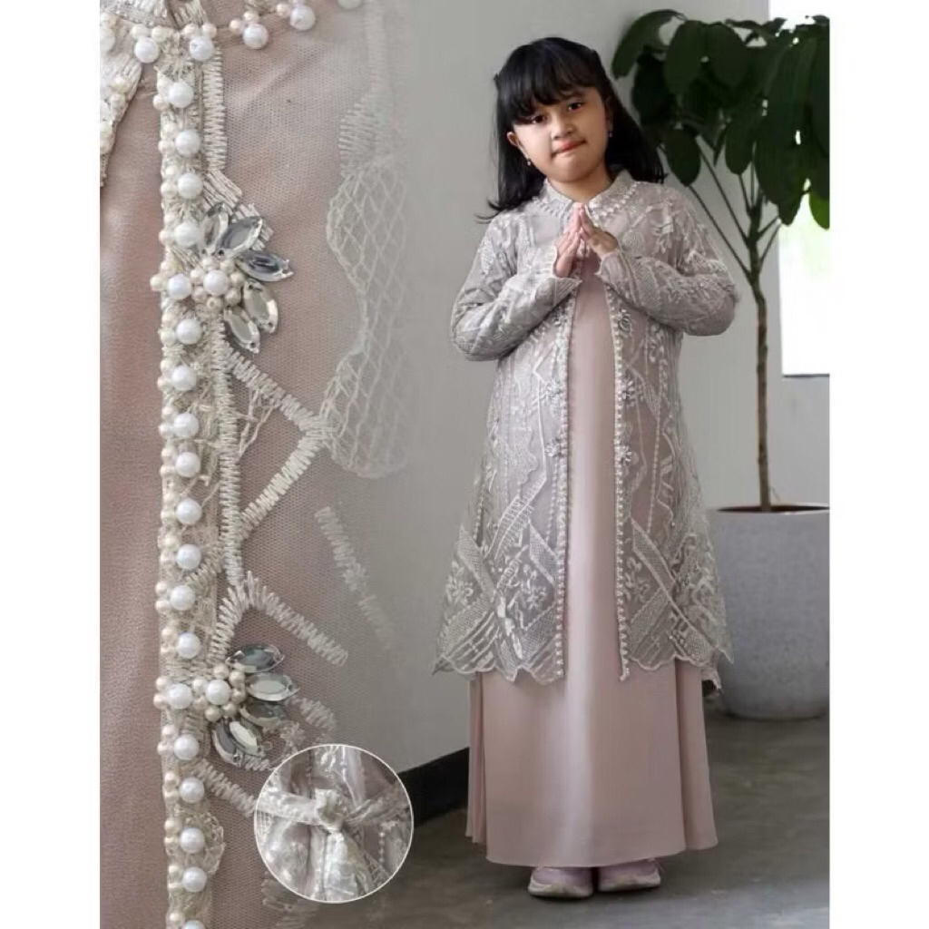 Gamis Anak Outer Dress Pesta Brukat Tile