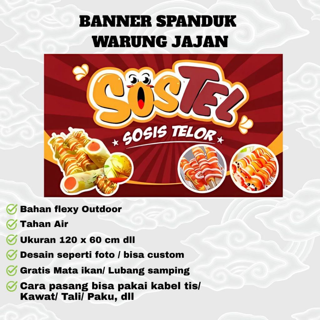 MMT Custom Spanduk Banner Sosis Telor / Sostel - Dagang ecogreen
