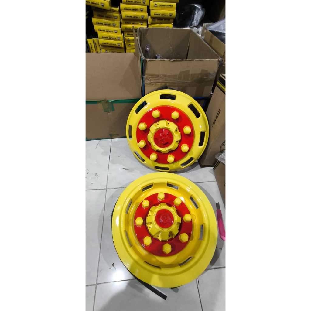 Cover Dop Velg Baut 8 Ring 16 Truk Truck Canter Fuso 4 pcs Warna Kuning Merah