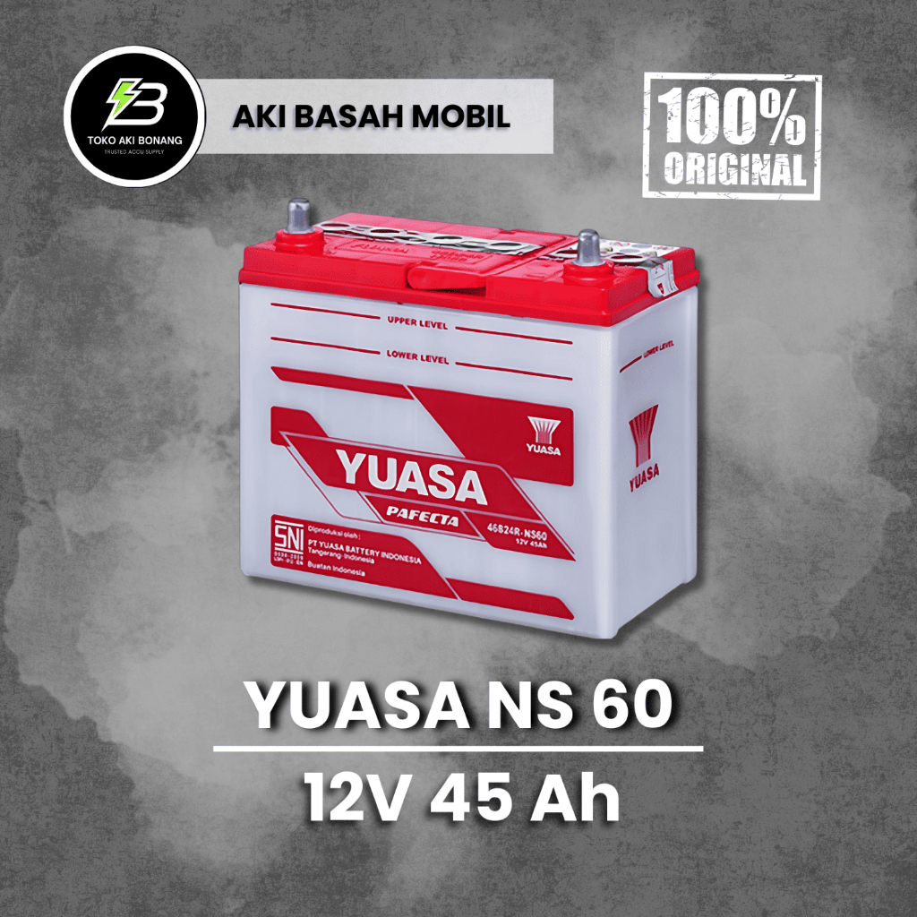Aki basah mobil Yuasa NS-60 (12V 45Ah)
