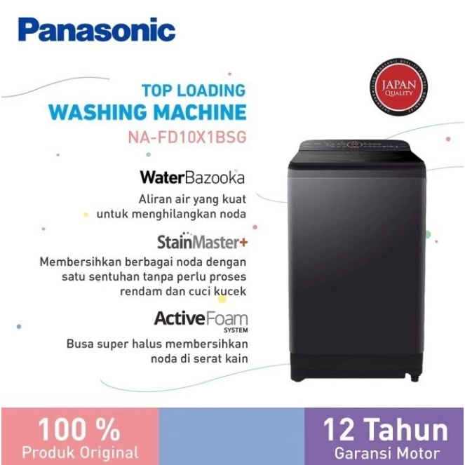 PANASONIC MESIN CUCI 1 TABUNG TOP LOADING 10KG NA-FD10X1BAG